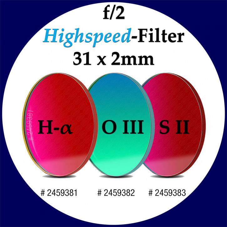 Baader f/2 Highspeed Filtersatz 31mm: H-alpha, O III, S II