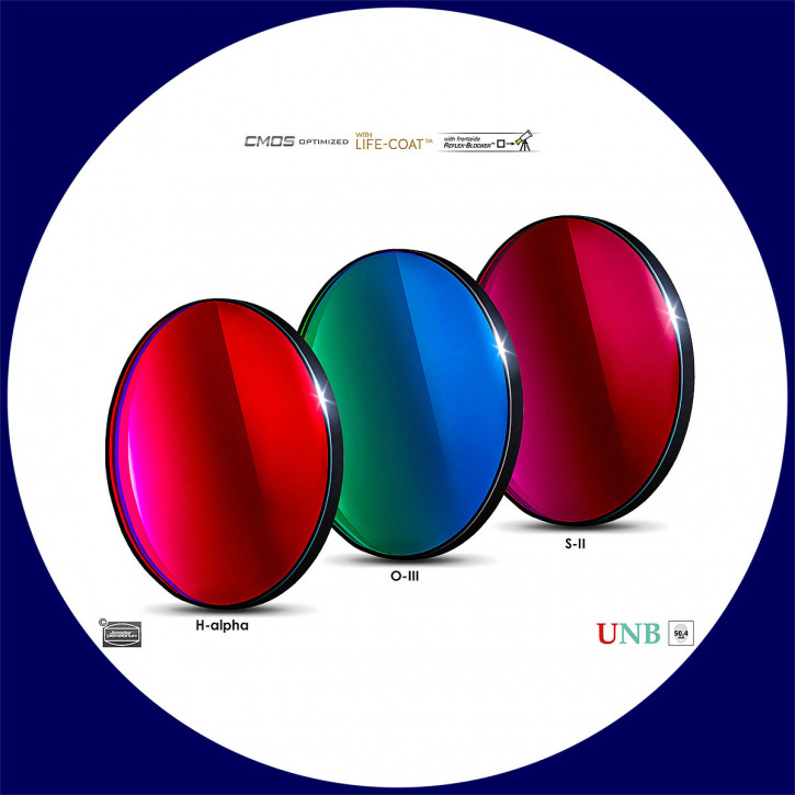 Baader 3.5nm H-alpha / 4nm O-III / 4nm S-II Ultra-Schmalband (Narrowband) Filtersatz 50,4mm - CMOS optimiert